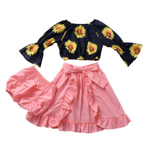 niña conjuntos top interior pantalones cortos <span class=keywords><strong>con</strong></span> tirantes faldas niños 3 piezas conjunto chico chica falda chica vestido - Product Image 3