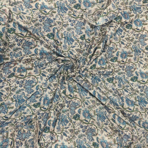Tela de Algodón Estampada a Mano con Diseño Floral Verde Indio, Material sin Coser por Metro para Confección de Ropa y Manualidades - Product Image 2