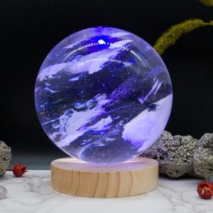 Local Stock White Smelting Crystal Sphere LED <b>Light</b> Base Eco-Friendly Polished Relief Carving Buddhist Theme Fashion Decorative - Product Image 3