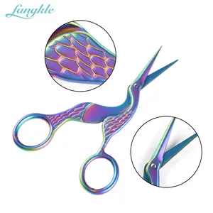 Fangkle Professional golden embroidery sewing nail cutticle scissors with beauty design