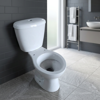 WC en céramique deux pièces avec abattant en plastique, à chasse directe, pour salle de bain