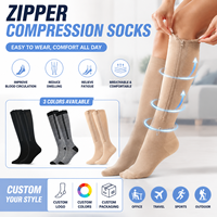 Bas de compression thermiques longs à bout fermé et fermeture éclair, hauteur genou, antidérapants pour le cyclisme et le sport