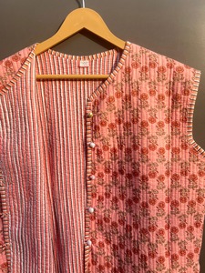 เสื้อกั๊ก100% คอวีลายดอกไม้สไตล์วินเทจของผู้หญิงแจ็คเก็ตแขนกุดสำหรับผู้หญิงเสื้อกั๊กลำลองทุกฤดู - Product Image 4