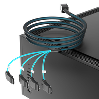 SFF-8643 Mini SAS HD zu 4 SATA 3.0 Rechtwinkliges 12Gbps Server-Datenkabel mit Nylon-Ummantelung für RAID HBA-Karte und 4 SATA HDD/SSD