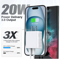 Bloque de cargador USB C, adaptador multipuerto de carga rápida PD 20W, Puerto USB de 2. 2 y QC 3,0 para I Phone 16/15/14/13/12/11/X/8