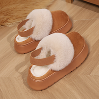 Vente en gros de pantoufles d'hiver pour femmes, doublure en polaire, plates, antidérapantes, chaudes, épaisses, en peluche, avec bande élastique