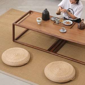 Coussin de sol en paille tressée naturelle, épais, rond, style tatami, pouf, coussin de siège écologique pour la méditation, décoration intérieure - Product Image 4