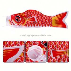 Fabricante chino de banderolas de carpa de colores vibrantes, personalizadas, con sublimación a una cara, diseño de Koi, tipo manguito de viento colgante - Product Image 4