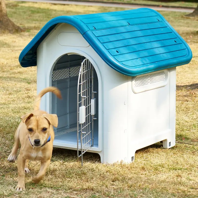 Großhandel Luxus Hundehütte Serie Outdoor-Nutzung Große Größe Abnehmbare Regenschutz Kunststoff Pet House Mit Fenster