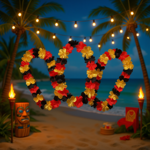 Collar de Flores de Seda Doradas, Rojas y Negras, 20 Piezas, Accesorios para Fotos de Noche de Cine, Decoración para Fiesta Tropical Luau, Accesorio de Moda - Product Image 2