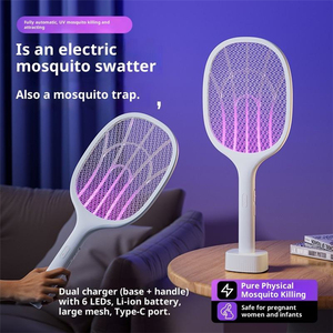 2-in-1 Electric Mosquito Swatter with <b>Charging</b> Base UV Purple Light Rechargeable Mosquito Trap for Indoor Outdoor Household Pest - Product Image 5