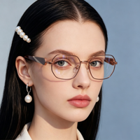 Lunettes optiques métalliques de haute qualité pour femmes, monture carrée, monture de lunettes tendance, branches en acétate, lunettes de prescription MQ5574A