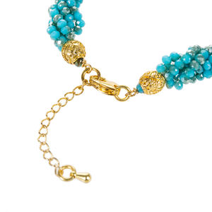 Pulsera de Cristal Natural Trenzado de 4 Filas Azul WENCHI, Elegantes Brazaletes Modelo TWB813 - Product Image 2