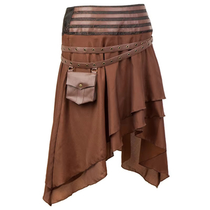 Corsé Punk de Moda para Mujer, <span class=keywords><strong>Falda</strong></span> Gótica Steampunk Marrón, Faldas <span class=keywords><strong>Pirata</strong></span> Victorianas - Product Image 2