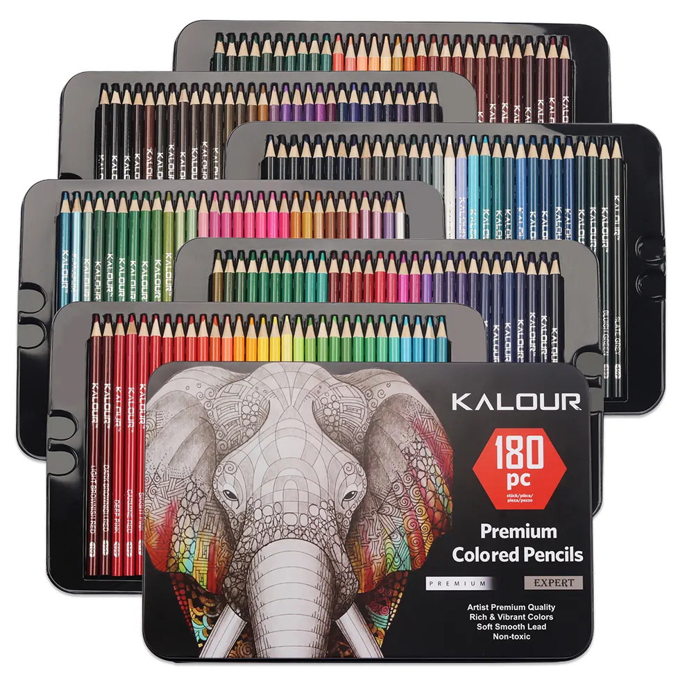 KALOUR New 300 Pcs Oil Colored Pencils Set Soft Wood Drawing