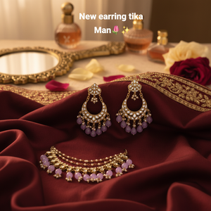 Bridal Ethnic Chandelier Drop Earrings Claw Setting Pearl Chain Matching Maang Tikka Alloy Gold Plated Vintage Traditional - Product Image 3