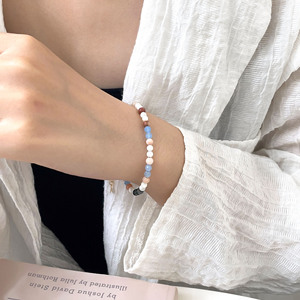 Yinruitai S925 Sterling Silver Natural Gemstone <b>Beaded</b> <b>Bracelet</b> For Women Everyday Wear Irregular Style - Product Image 2