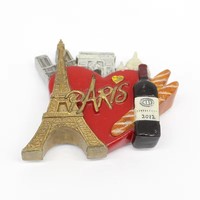 En gros 3D Personnalisé Paris Tour Vin Modèle Moyen Réfrigérateur Aimant Creative Résine Arts Artisanat pour Français Voyage Souvenirs