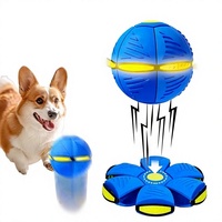 Jouet pour chien auto-amusant anti-ennui en plastique souple extensible, boule à tapoter, puzzle, soucoupe volante, jouet déformable à frapper avec les pieds