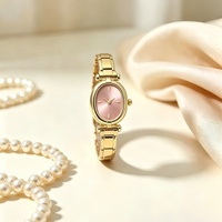 Jam Tangan Wanita Quartz Dial Oval Kecil Modular Italia Tali Baja Tahan Karat Paduan Logam Mewah Sederhana Serbaguna Gaya Mewah Ringan