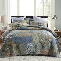 Couvre-lit matelassé en microfibre moderne chinois blanc multi-aiguilles imperméable réversible polyester patchwork couvre-lit King