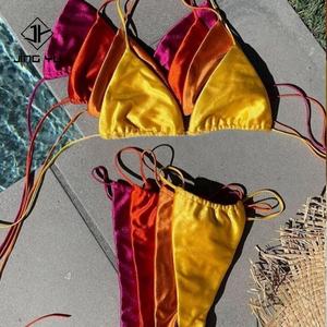 Traje de Baño Brillante de Marca Privada, Bikini Sexy Personalizado con Volantes, Traje de Baño Personalizado al por Mayor de Alta Calidad, Tejido Ecológico, Traje de Baño para Mujer - Product Image 4