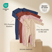 Pijamas de Bambú para Bebé con Logotipo Personalizado, Listos para Enviar, MOQ Bajo, OEM ODM, Cierre de Dos Vías, Fabricante de Productos Naturales y Suaves