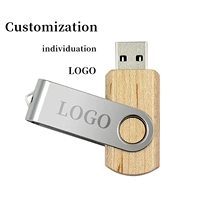 Clé USB pivotante en bois et métal, design rotatif, gravure au laser, logo personnalisé, clé USB pour cadeaux d'entreprise