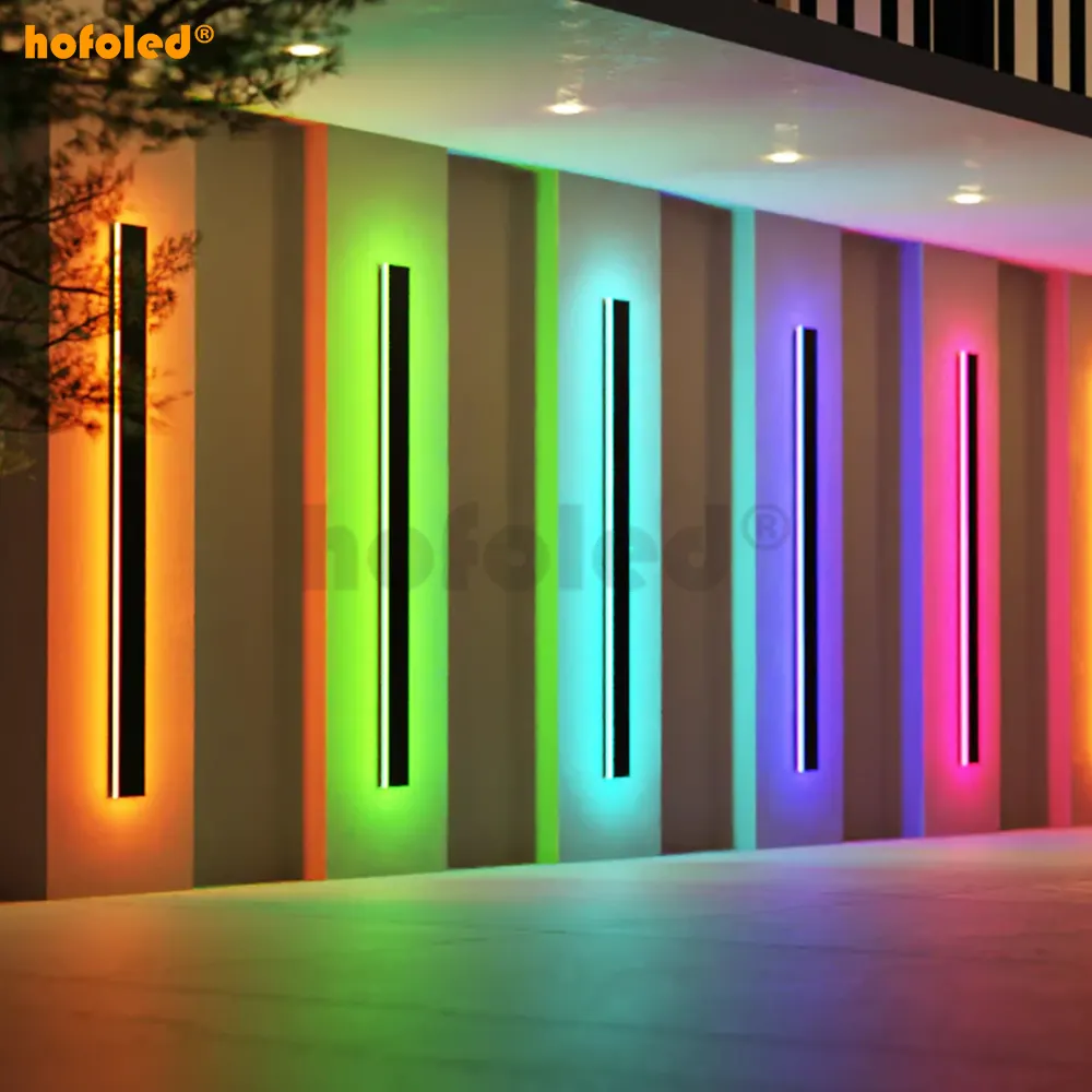 Hofoled Outside Waterproof Strip Linear Light Highlight Luxury Garden Outdoor Sconce RGB Long Wall Lights Wall Mount Lighting