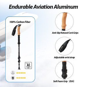 KingGear Bastoni <span class=keywords><strong>da</strong></span> <span class=keywords><strong>Trekking</strong></span> a 3 Sezioni, <span class=keywords><strong>Bastoncini</strong></span> Telescopici Ultra-resistenti in Carbonio Personalizzati - Product Image 3