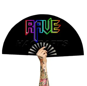 13inch Rainbow hand fan Chinese traditional bamboo rave Clacking hand fan