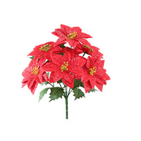 Großpackung Künstliche Seiden-Weihnachtssterne mit 7 Blüten, Künstliche Blumenstiele für Weihnachtsbaum-Dekoration, Neujahrs-Party-Dekoration