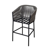 de salle à manger à hauteur de comptoir Bistro patio français de luxe table de bar et chaises de jardin en corde d'aluminium
