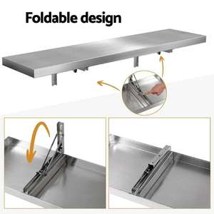 Heavy Duty Stainless Steel <b>Wall</b> <b>Mounted</b> Folding Shelf Space Saving Foldable Rack for <b>Kitchen</b> Restaurant Canteen - Product Image 5