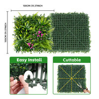 Panel Dinding Rumput Buatan 50x50cm, Tanaman Hias Vertikal, Dedaunan Hijau untuk Dekorasi Pernikahan, Hotel, Taman, Dalam & Luar Ruangan
