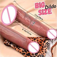 Vente en gros : Dildo vibrant réaliste géant de 11 pouces, souple, avec ventouse, mains libres, étanche, écologique, pour usage individuel adulte