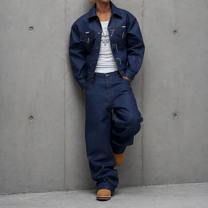 Set <span class=keywords><strong>in</strong></span> Denim <span class=keywords><strong>Oversize</strong></span> di Alta Qualità Personalizzato dai Produttori: <span class=keywords><strong>Giacca</strong></span> e Pantaloni <span class=keywords><strong>in</strong></span> <span class=keywords><strong>Jeans</strong></span> Grezzo Selvedge Pesante - Product Image 3