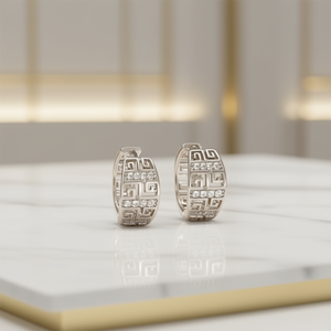 Eleganti Orecchini Geometrici a Cerchio in Argento 925 con Cristalli e Strass, Gioielli Classici da Donna per Uso Quotidiano - Product Image 2