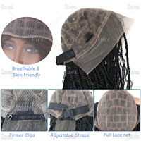 Perruques tressées pour femmes noires, 30 pouces, avec dentelle frontale complète, sans nœuds, style déesse bohème, tresses carrées, avec cheveux de bébé