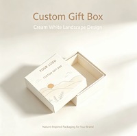 Boîte cadeau rigide personnalisée Off White avec motif imprimé à l'intérieur, couvercle et base, boîte en papier rigide pour emballage de cosmétiques, bijoux, cadeaux