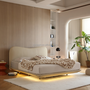 Mới Nhất Thiết Kế Giường Da Nền Tảng Bọc Vua Kích Thước Giường Gỗ Khung Hiện Đại Giường Sang Trọng Bedroomsets - Product Image 1