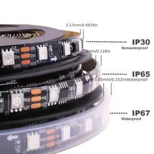 ゲーミングルーム WS2811 RGBIC LEDストリップライト 12V アドレッサブル 60LED/<span class=keywords><strong>m</strong></span> SMD 5050 ドリームカラーピクセルテープ PCデスクセットアップ用 - Product Image 5