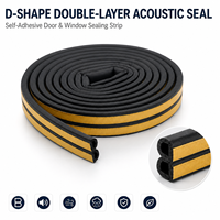 Sello Flexible en Forma de D para Marco de Puerta, Tira de Goma Adhesiva de Doble Capa para Bloquear el Sonido y el Polvo