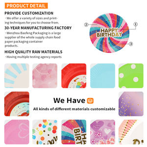 Proveedor de comida grande para llevar mariposa perro caliente redondo rojo tablero de ajedrez niña cumpleaños sopa desechable sello caliente plato de papel Pizza - Product Image 5