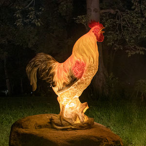 Lámpara LED con Forma <span class=keywords><strong>de</strong></span> <span class=keywords><strong>Gallo</strong></span> y Gallina, Luces Creativas para Jardín, Decoración para Balcón y Patio, Lámpara Solar <span class=keywords><strong>de</strong></span> Resina - Product Image 3