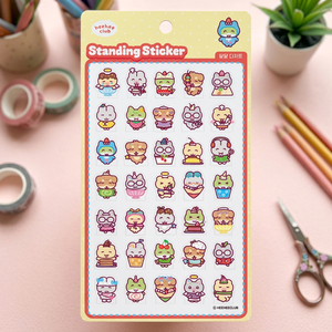 HIHI Club Hoja de pegatinas 3D de PVC con diseños de postres dulces y personajes coreanos, impresas con UV, para agendas y planificadores, distribuidor al por mayor - Product Image 2