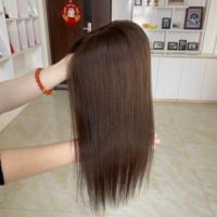 Vente en gros de postiches en cheveux humains 100% faits à la main, alignés sur la cuticule, toupet mono 5*6 # Couleur 1C pour femme blanche