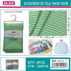 Tessuto a righe Ilan 100x150 cm colore verde per progetti di artigianato e cucito - Product Image 1