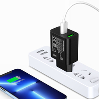 Pengisi Daya Dual-Port 25W PD Input USB-A USB Type C Pengisi Daya Cepat Seluler Dock Colokan EU Bersertifikasi CE untuk iPhone 14 Termasuk OTP OVP