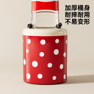 Polka Dot Trash Can Cylindrical Double Layer With Wheels For Living Room Bedroom Home Use Large Capacity Indoor Waste <b>Bin</b> - Product Image 2